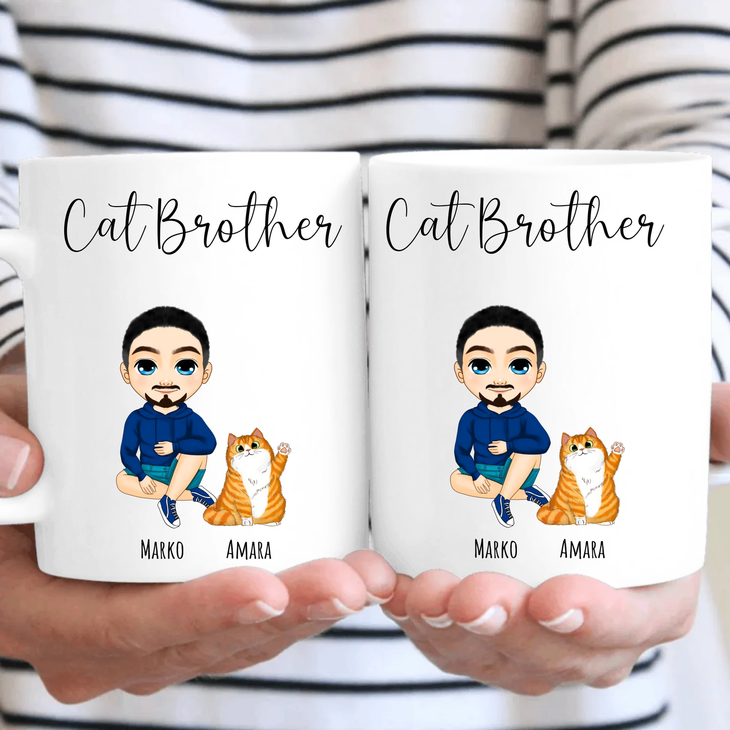 Personalised Cartoon Style Cat Brother Mug