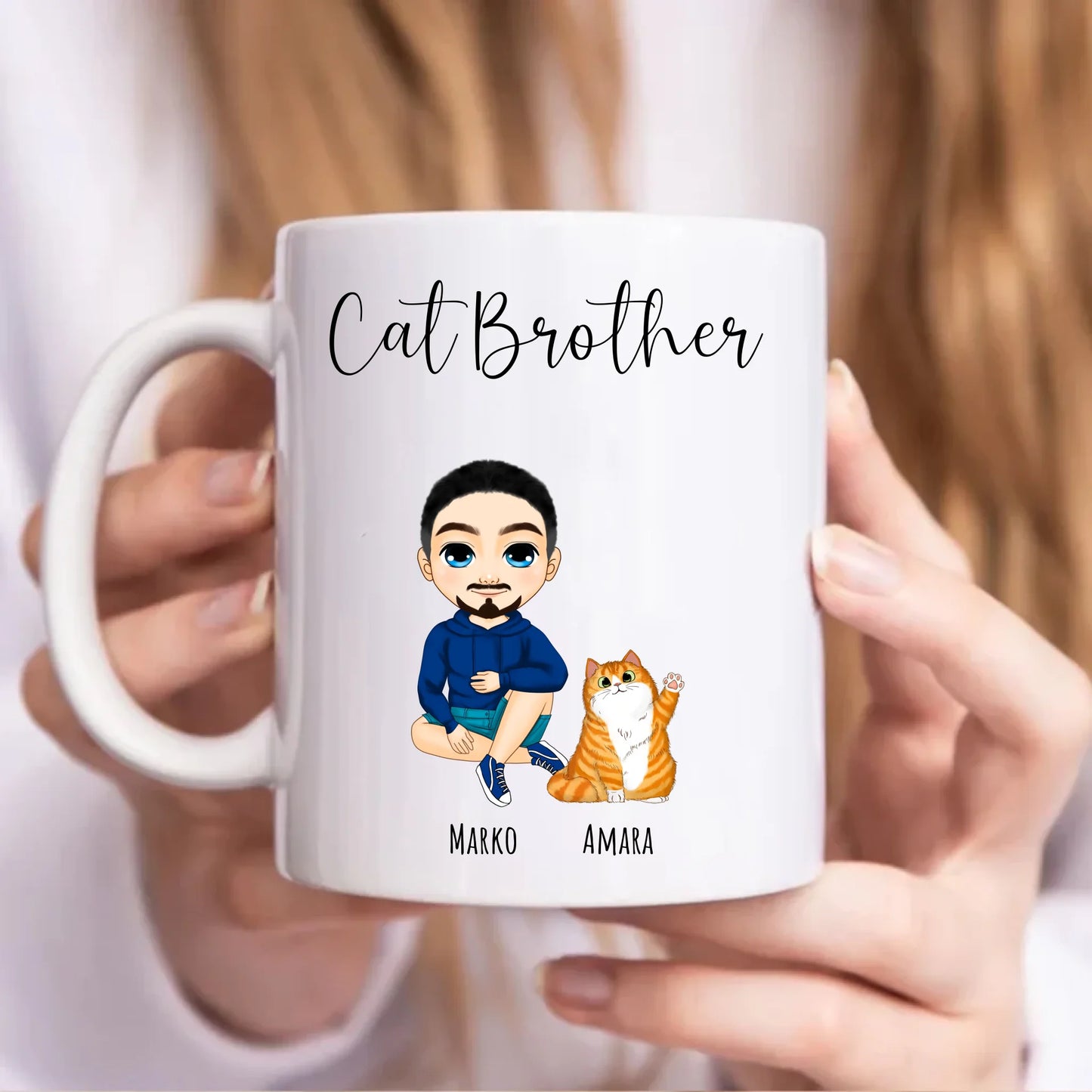 Personalised Cartoon Style Cat Brother Mug