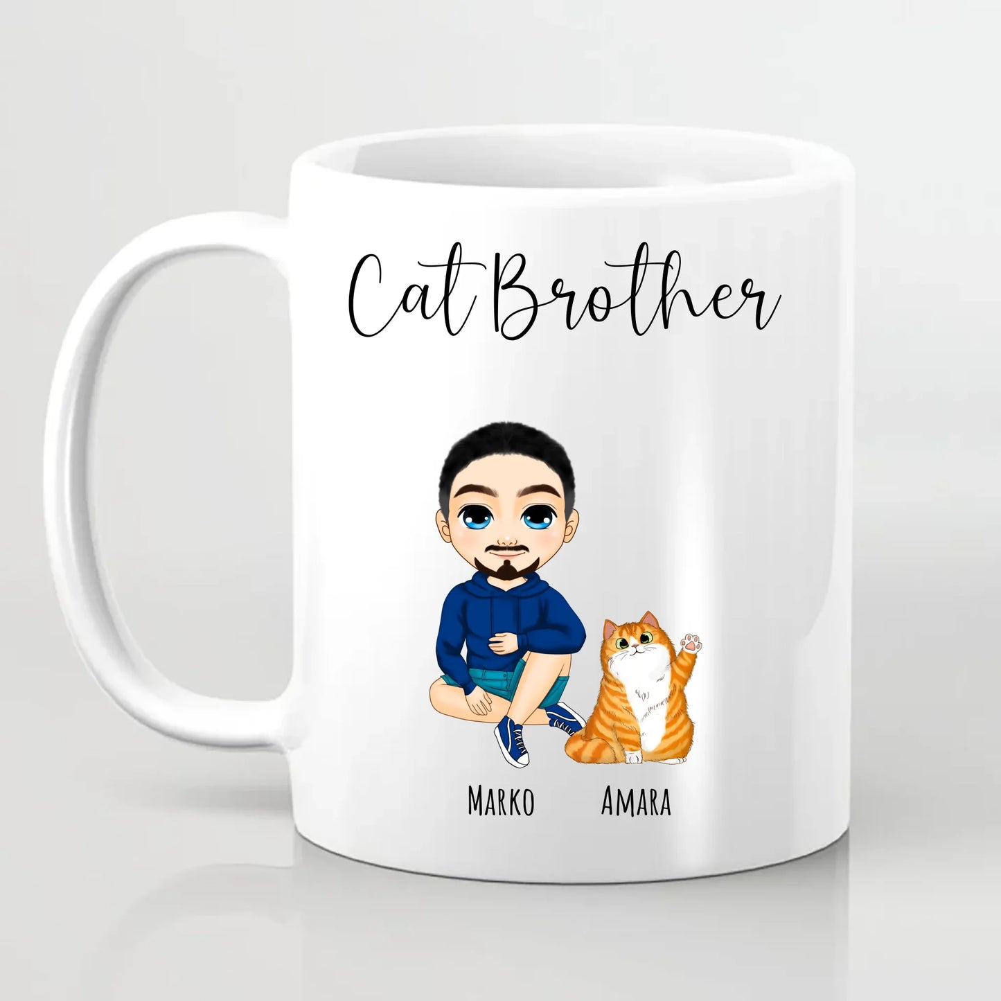 Personalised Cartoon Style Cat Brother Mug