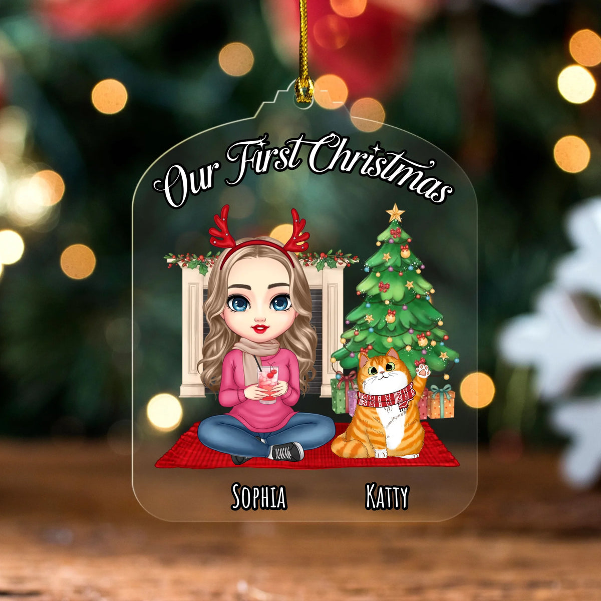 Our First Christmas Personalised Hanging Acrylic Ornament