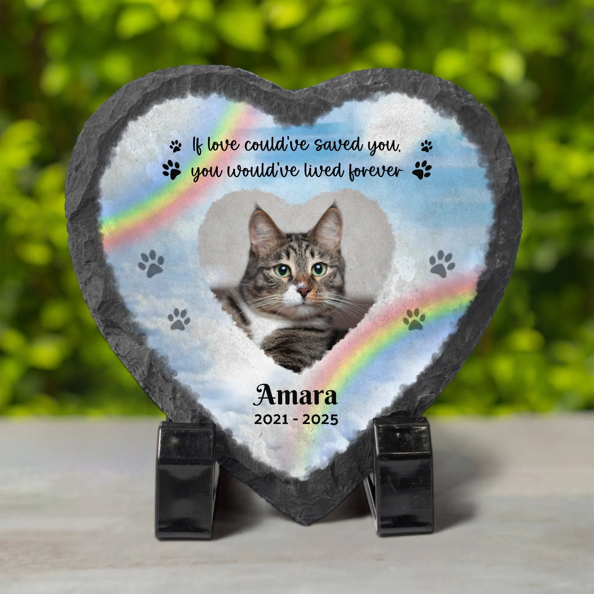 If Love Could've Saved You Personalised Pet Memorial Heart Shape Garden Stone with Photo Upload