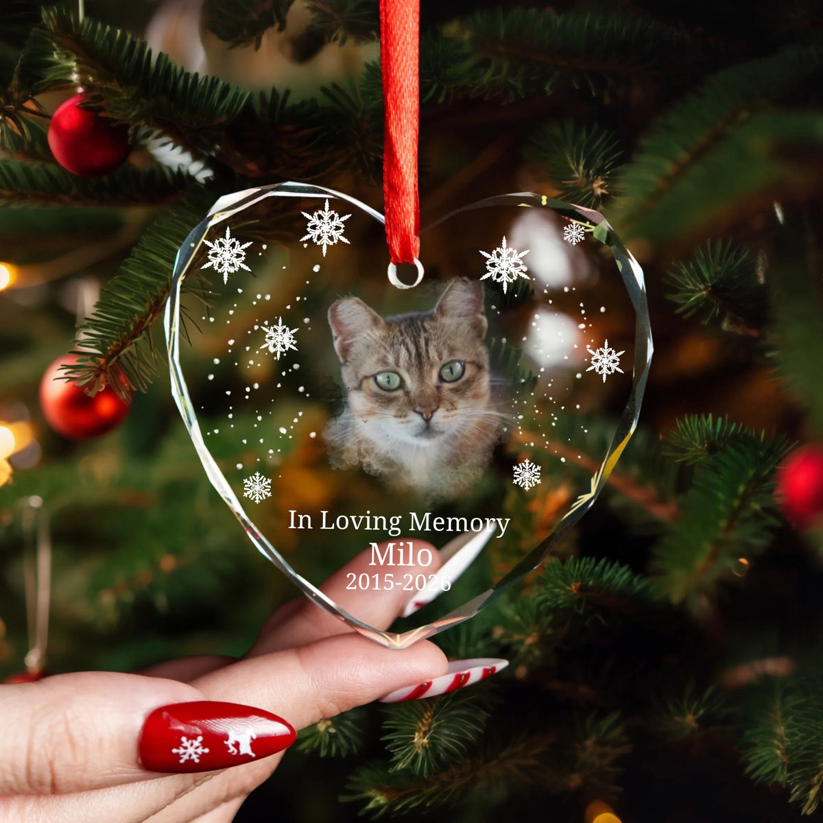 Christmas In Loving Memory Glass Hanging Heart