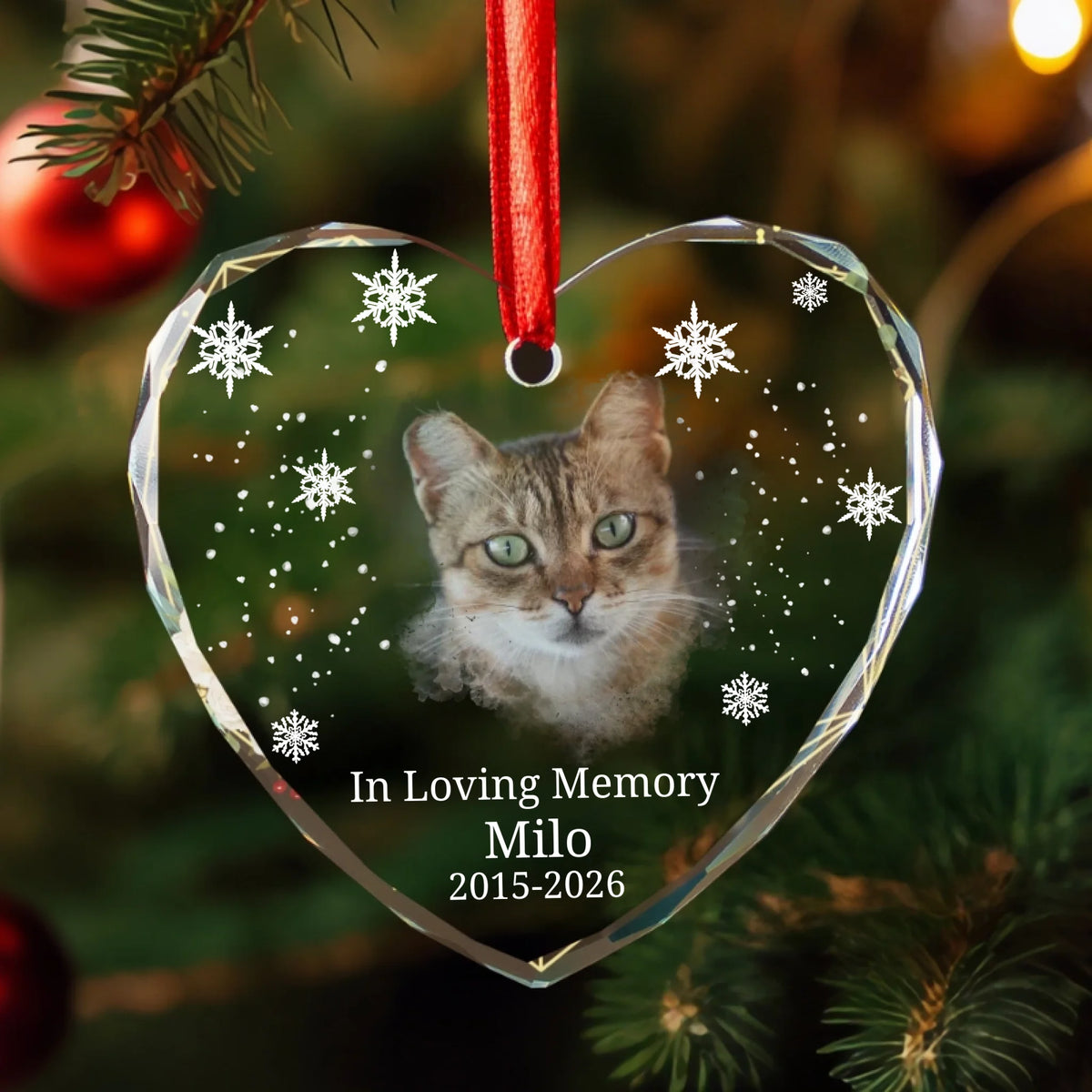 Christmas In Loving Memory Glass Hanging Heart