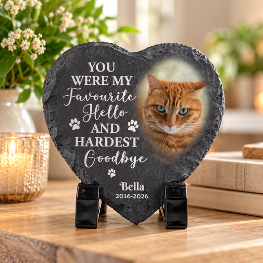 Personalised Pet Memorial Heart Shape Garden Stone with Photo Upload and Quote