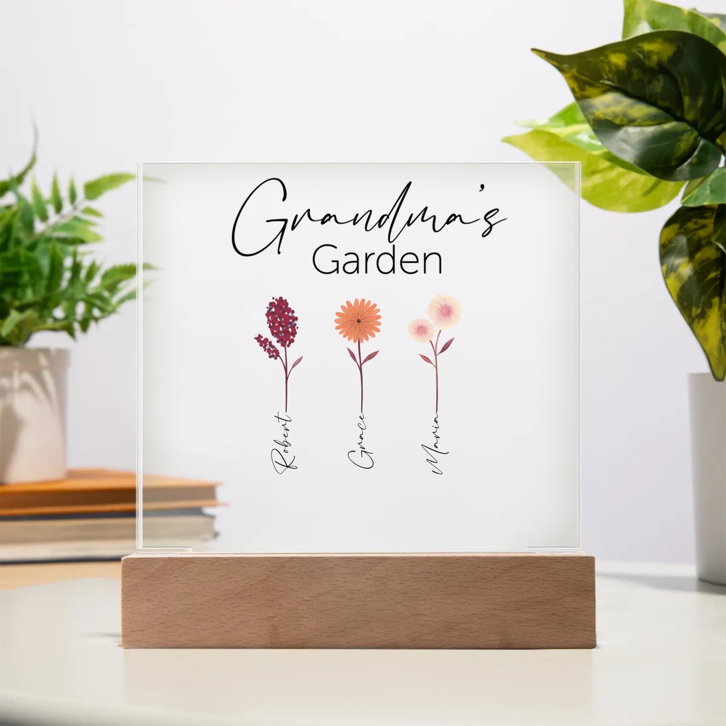 Personalised Grandma's Garden - Acrylic Square Plaque