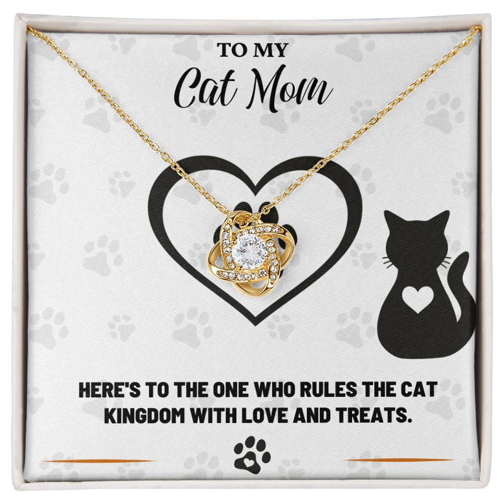 To My Cat Mom, Rules With Love And Treats - Love Knot Necklace