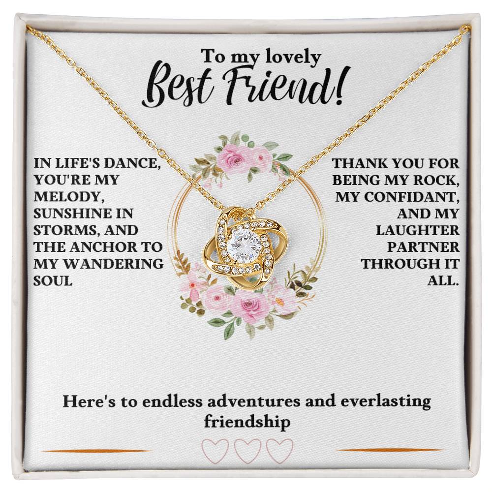 To My Lovely Best Friend, Thank You For Being My Rock - Love Knot Necklace