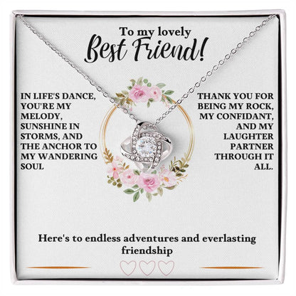 To My Lovely Best Friend, Thank You For Being My Rock - Love Knot Necklace