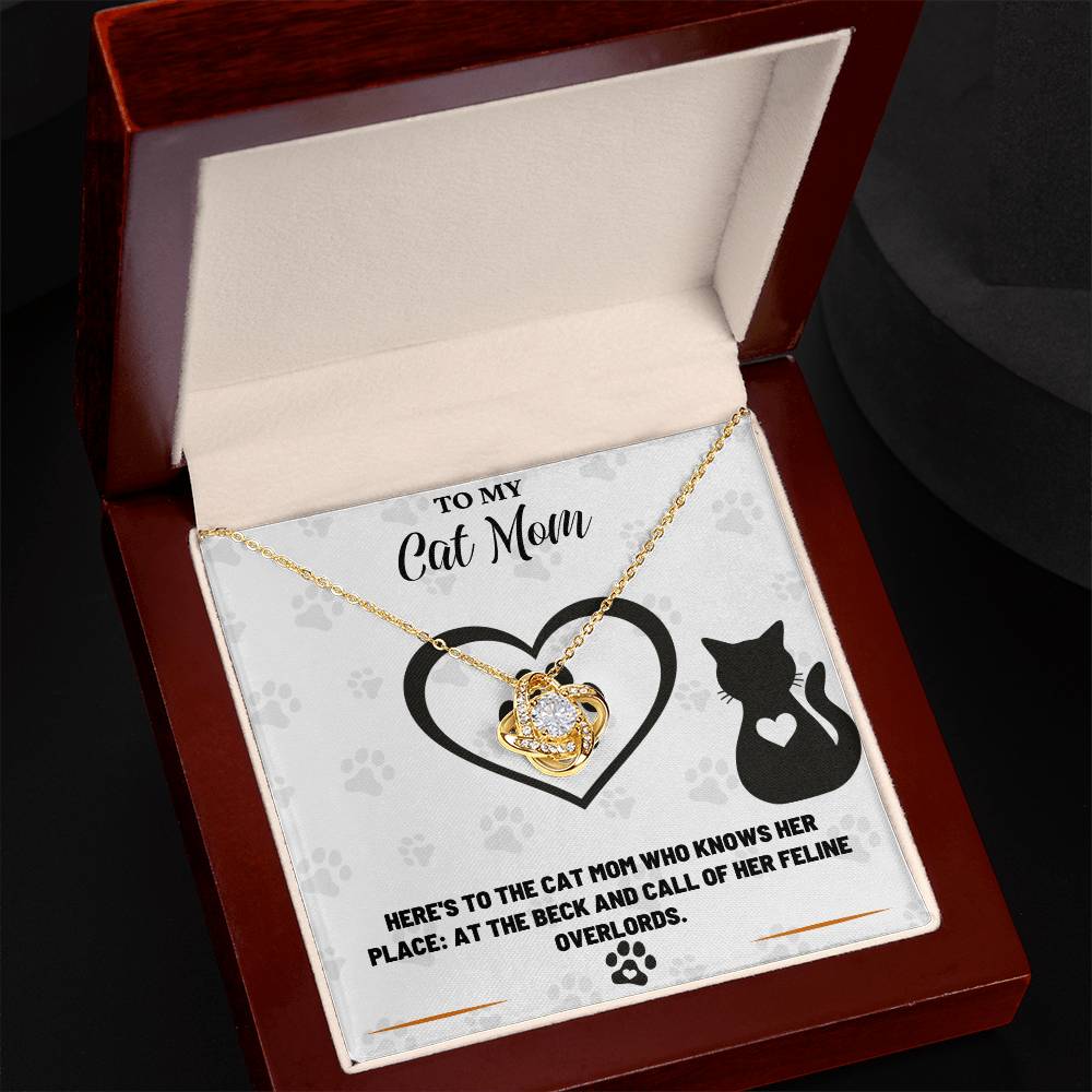 To My Cat Mom, Knows Her Place - Love Knot Necklace