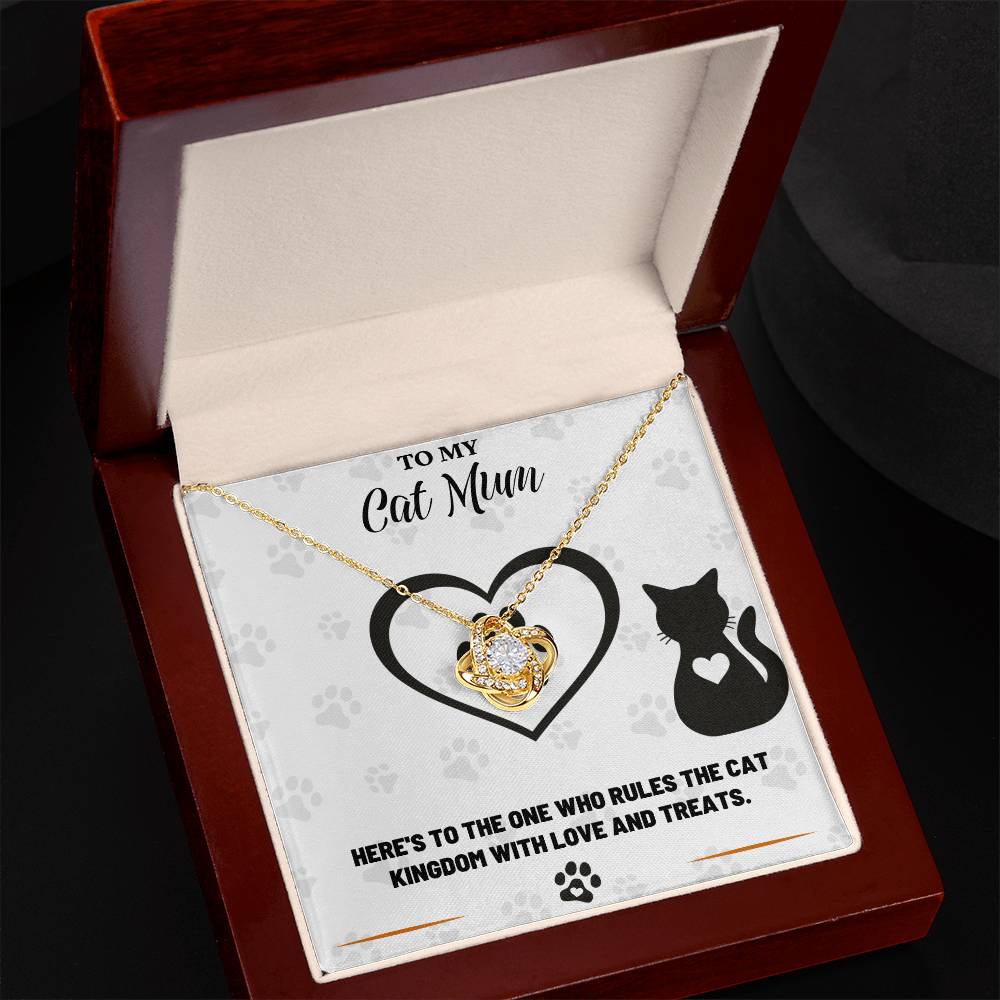 To My Cat Mum, Rules With Love And Treats - Love Knot Necklace