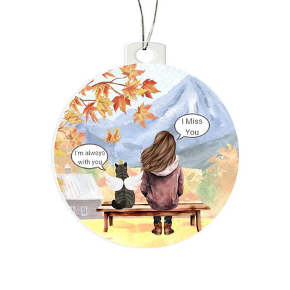 Autumn Scene Cat Remembrance Hanging Plaque