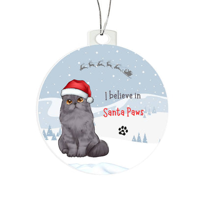 Christmas I believe in Santa Paws Personalised Hanging Acrylic Tree Ornament