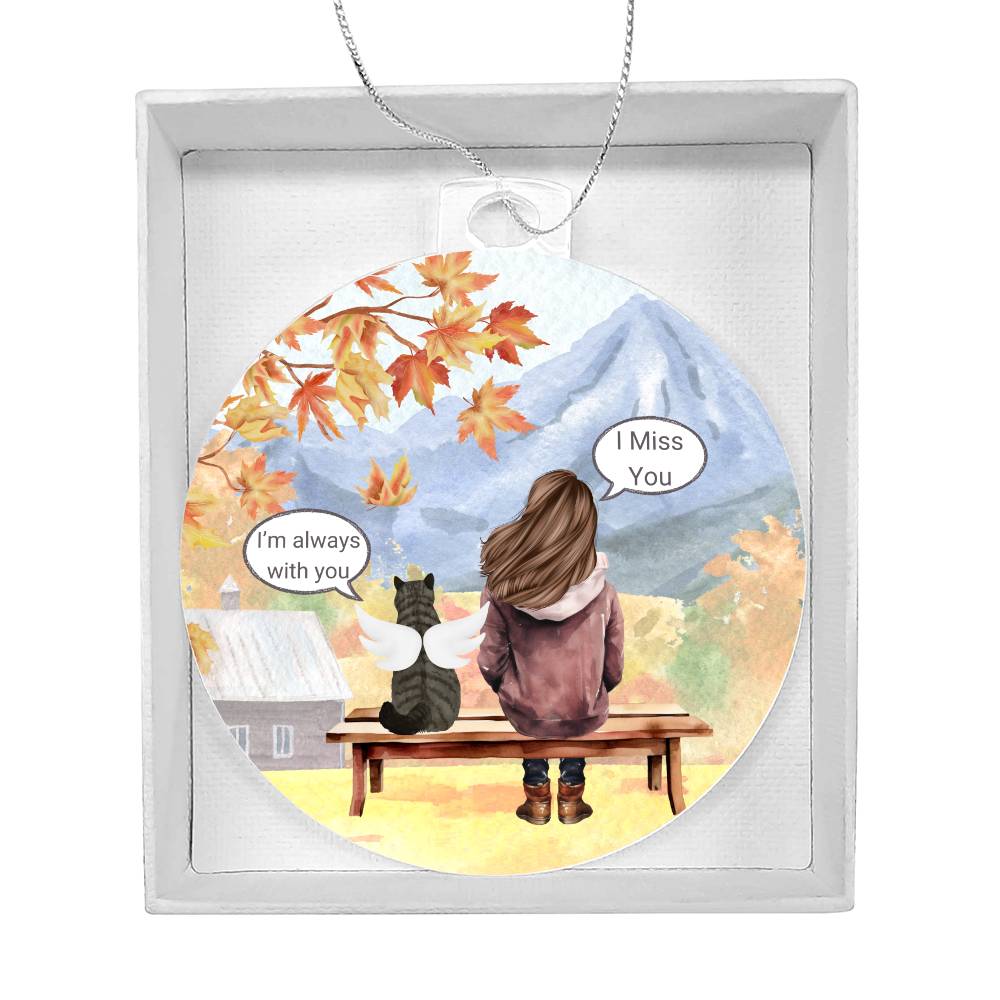 Autumn Scene Cat Remembrance Hanging Plaque