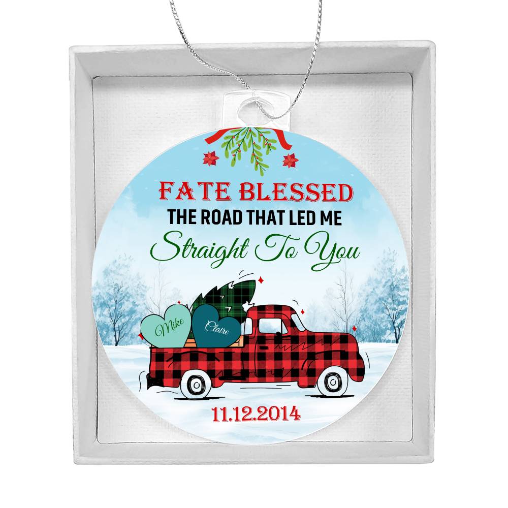 Christmas Fate Blessed The Road That Led Me To You Personalised Acrylic Hanging Ornament