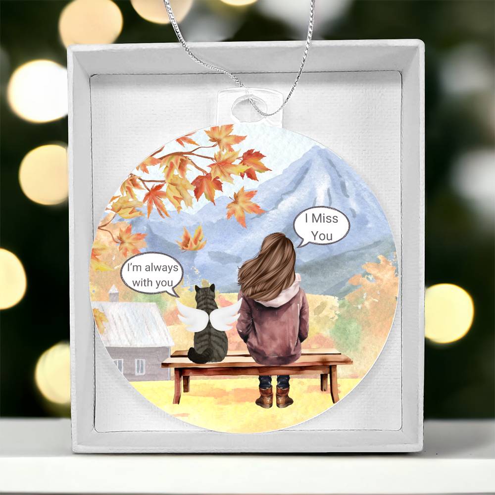 Autumn Scene Cat Remembrance Hanging Plaque