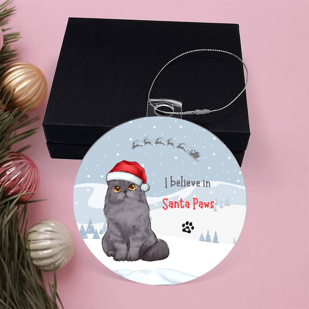 Christmas I believe in Santa Paws Personalised Hanging Acrylic Tree Ornament