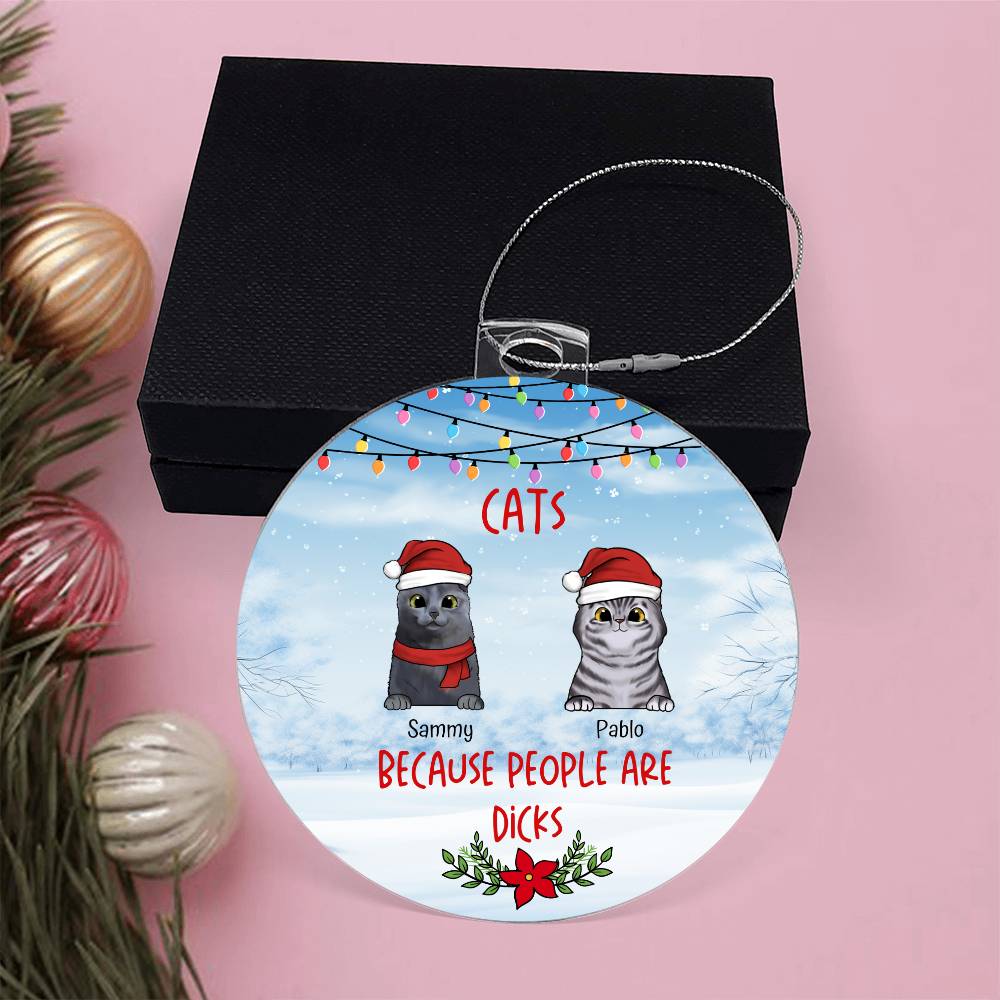 Christmas Cats Because People Are D*cks Personalised Acrylic Hanging Ornament