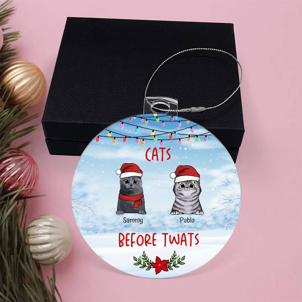 Christmas Cats Before Tw*ts Personalised Acrylic Hanging Ornament