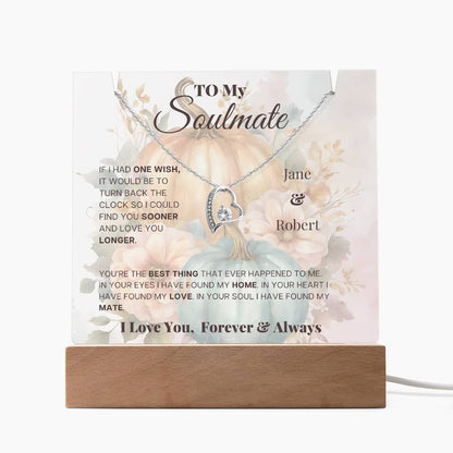 Autumn Pumpkin Personalized To My Soulmate - Keepsake Forever Love Necklace & Acrylic Plaque