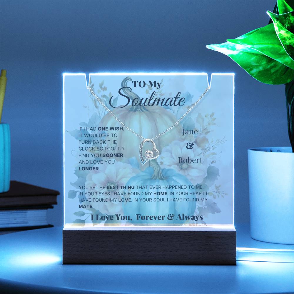 Autumn Pumpkin Personalized To My Soulmate - Keepsake Forever Love Necklace & Acrylic Plaque