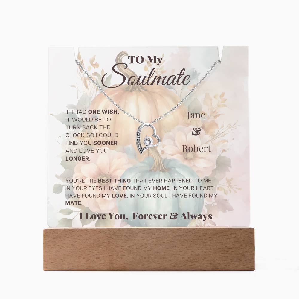 Autumn Pumpkin Personalized To My Soulmate - Keepsake Forever Love Necklace & Acrylic Plaque