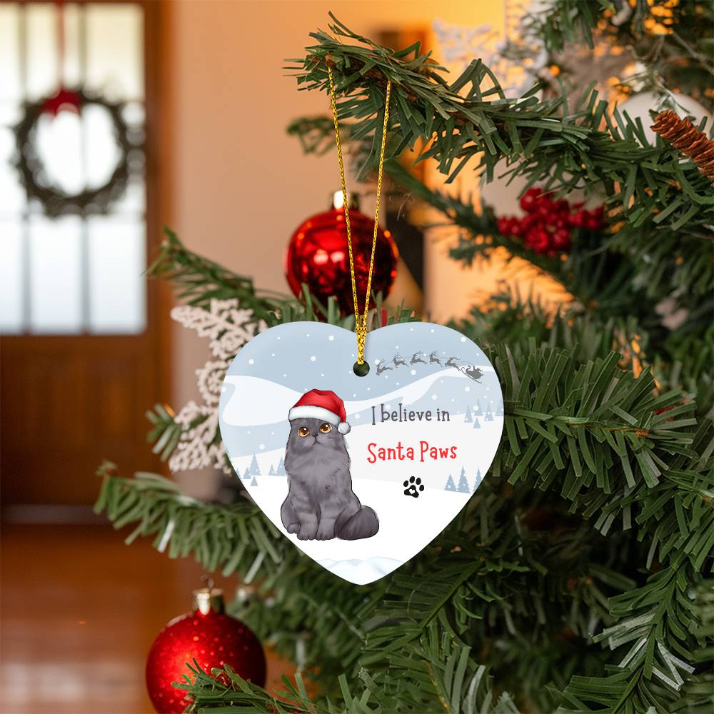 Christmas I believe in Santa Paws Personalised Hanging Heart Tree Ornament