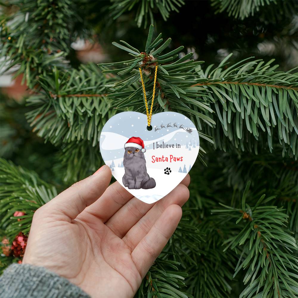 Christmas I believe in Santa Paws Personalised Hanging Heart Tree Ornament