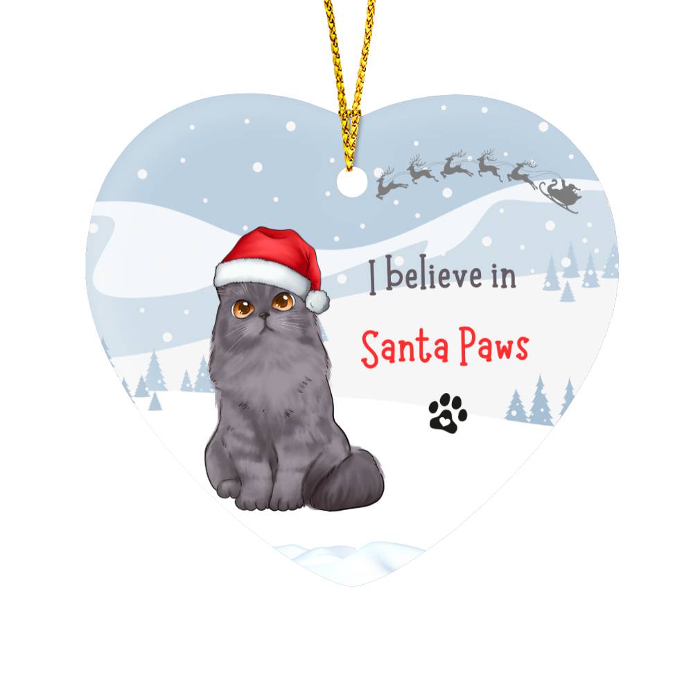 Christmas I believe in Santa Paws Personalised Hanging Heart Tree Ornament