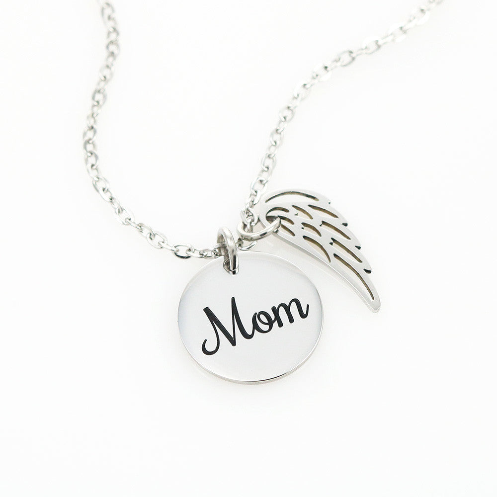 Robins Appear Memorial Mom Necklace with Angel Wing