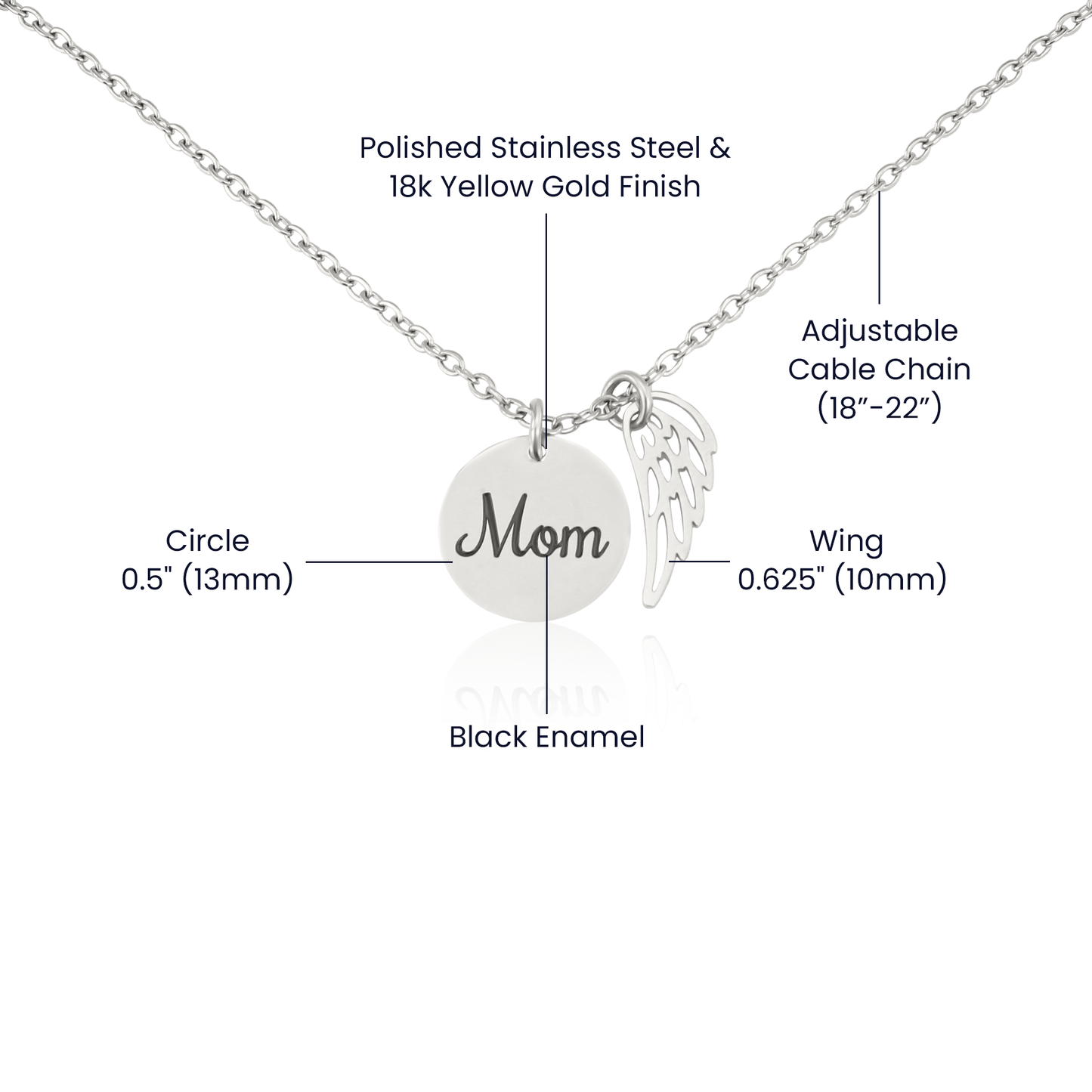 Robins Appear Memorial Mom Necklace with Angel Wing